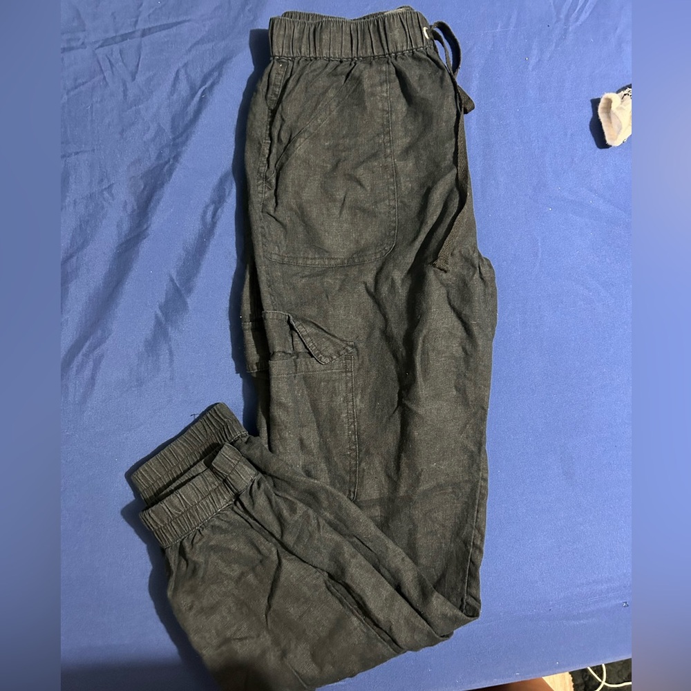 Women’s 100% Linen Black Joggers